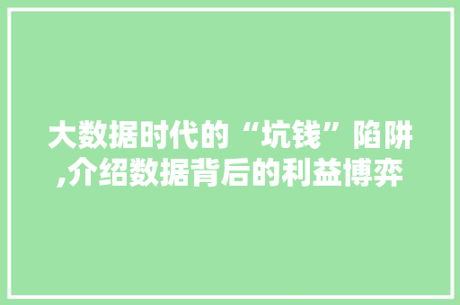 大数据时代的“坑钱”陷阱,介绍数据背后的利益博弈