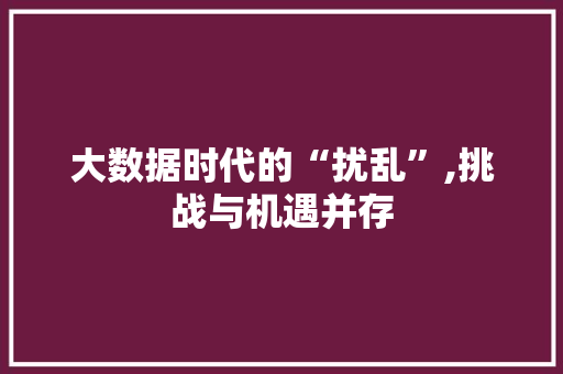 大数据时代的“扰乱”,挑战与机遇并存