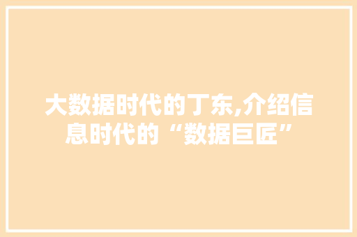 大数据时代的丁东,介绍信息时代的“数据巨匠”