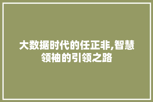 大数据时代的任正非,智慧领袖的引领之路 搜狗SEO