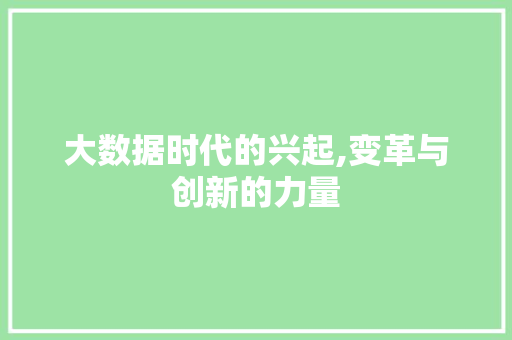 大数据时代的兴起,变革与创新的力量