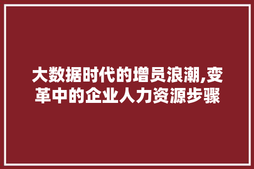 大数据时代的增员浪潮,变革中的企业人力资源步骤