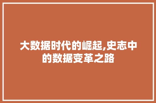 大数据时代的崛起,史志中的数据变革之路
