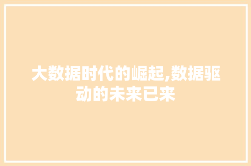 大数据时代的崛起,数据驱动的未来已来 搜狗SEO