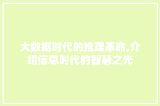 大数据时代的推理革命,介绍信息时代的智慧之光