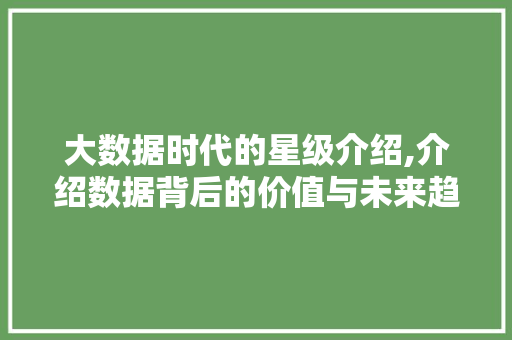 大数据时代的星级介绍,介绍数据背后的价值与未来趋势