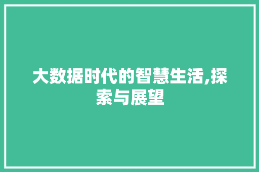 大数据时代的智慧生活,探索与展望