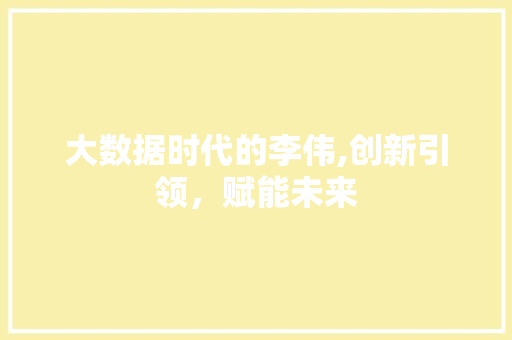 大数据时代的李伟,创新引领，赋能未来 搜狗SEO