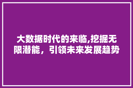 大数据时代的来临,挖掘无限潜能，引领未来发展趋势 GoogleSEO