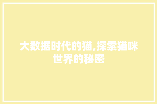 大数据时代的猫,探索猫咪世界的秘密 GoogleSEO