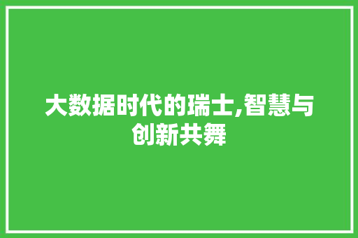 大数据时代的瑞士,智慧与创新共舞