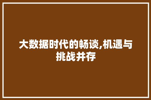 大数据时代的畅谈,机遇与挑战并存