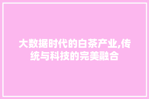 大数据时代的白茶产业,传统与科技的完美融合 GoogleSEO