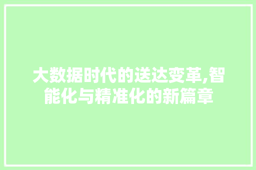 大数据时代的送达变革,智能化与精准化的新篇章