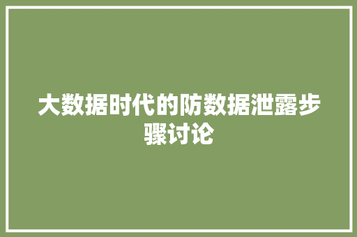 大数据时代的防数据泄露步骤讨论