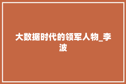 大数据时代的领军人物_李波