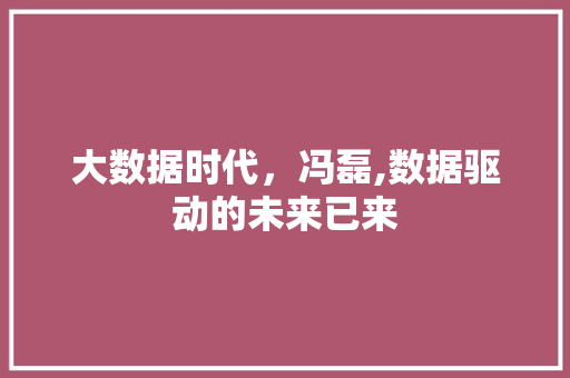 大数据时代，冯磊,数据驱动的未来已来