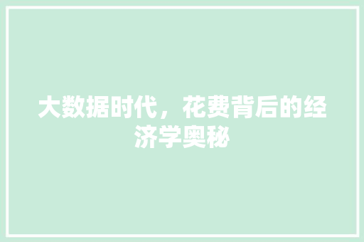 大数据时代，花费背后的经济学奥秘
