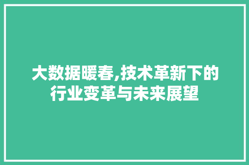 大数据暖春,技术革新下的行业变革与未来展望 神马SEO 大数据暖春,技术革新下的行业变革与未来展望 神马SEO