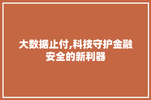大数据止付,科技守护金融安全的新利器