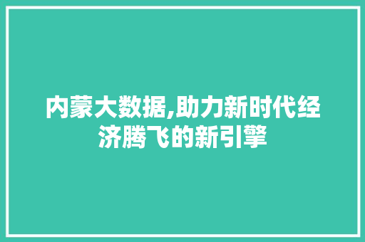 内蒙大数据,助力新时代经济腾飞的新引擎 搜狗SEO