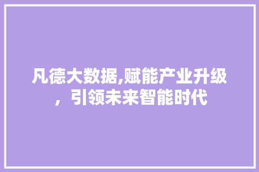 凡德大数据,赋能产业升级，引领未来智能时代