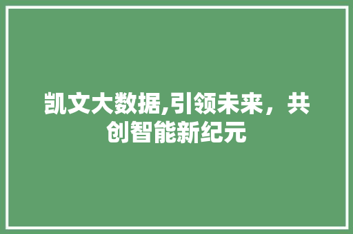 凯文大数据,引领未来，共创智能新纪元 GoogleSEO