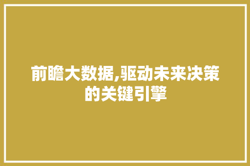 前瞻大数据,驱动未来决策的关键引擎 搜狗SEO