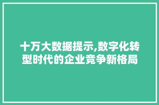 十万大数据提示,数字化转型时代的企业竞争新格局 搜狗SEO