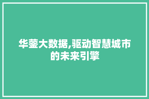 华蓥大数据,驱动智慧城市的未来引擎 搜狗SEO