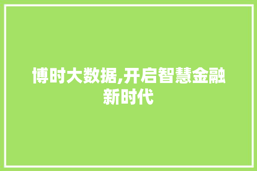 博时大数据,开启智慧金融新时代 神马SEO