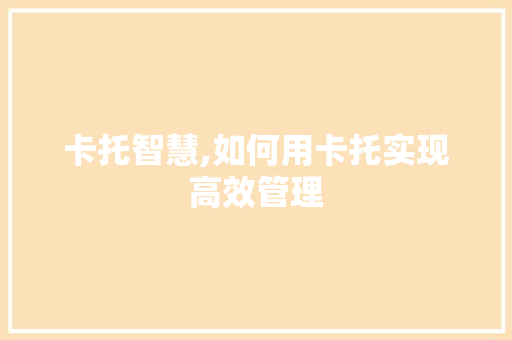卡托智慧,如何用卡托实现高效管理 必应SEO