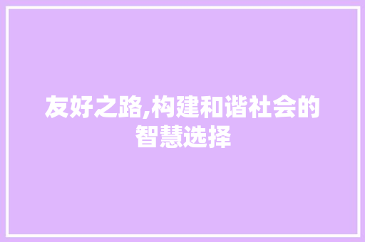 友好之路,构建和谐社会的智慧选择 搜狗SEO