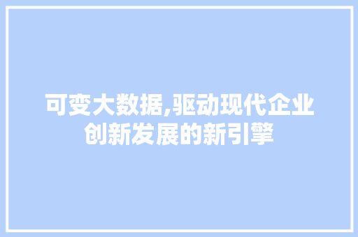 可变大数据,驱动现代企业创新发展的新引擎