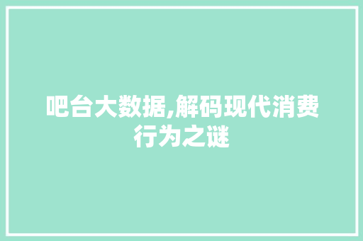 吧台大数据,解码现代消费行为之谜