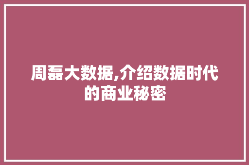 周磊大数据,介绍数据时代的商业秘密 必应SEO