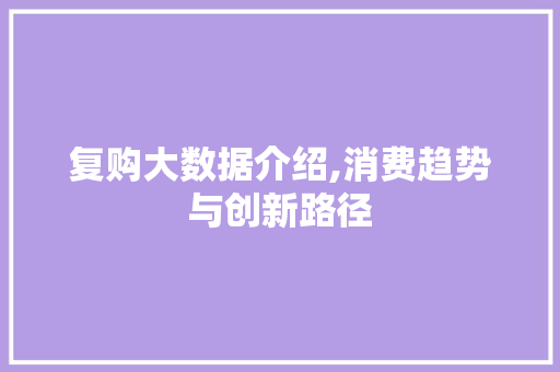 复购大数据介绍,消费趋势与创新路径 神马SEO