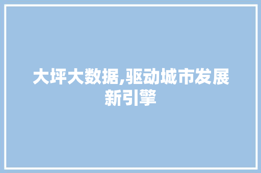 大坪大数据,驱动城市发展新引擎