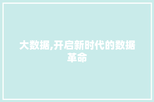 大数据,开启新时代的数据革命