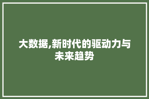 大数据,新时代的驱动力与未来趋势 搜狗SEO