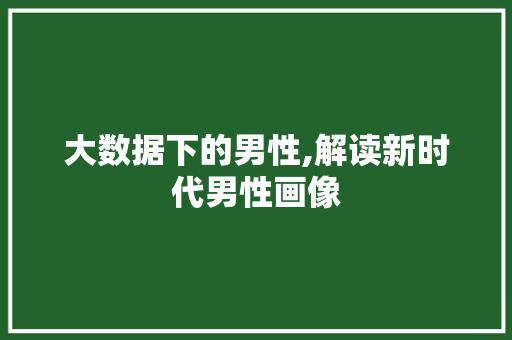 大数据下的男性,解读新时代男性画像