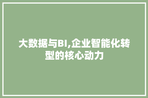 大数据与BI,企业智能化转型的核心动力