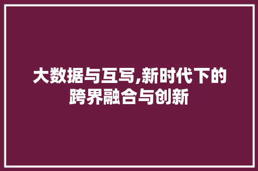 大数据与互写,新时代下的跨界融合与创新 搜狗SEO