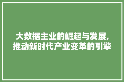 大数据主业的崛起与发展,推动新时代产业变革的引擎
