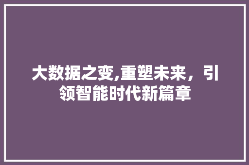 大数据之变,重塑未来，引领智能时代新篇章 必应SEO