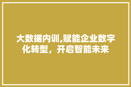 大数据内训,赋能企业数字化转型，开启智能未来