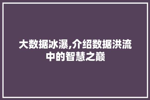 大数据冰瀑,介绍数据洪流中的智慧之巅