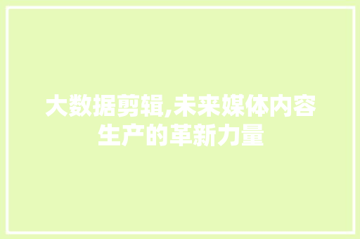 大数据剪辑,未来媒体内容生产的革新力量