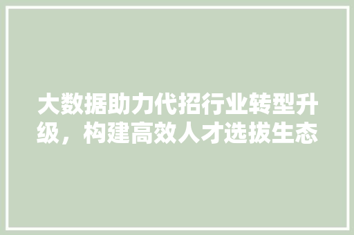 大数据助力代招行业转型升级，构建高效人才选拔生态