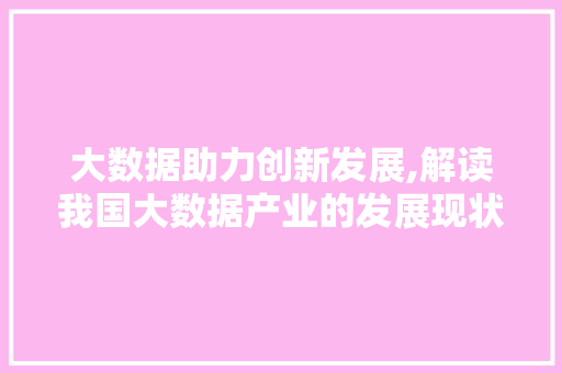 大数据助力创新发展,解读我国大数据产业的发展现状与未来趋势